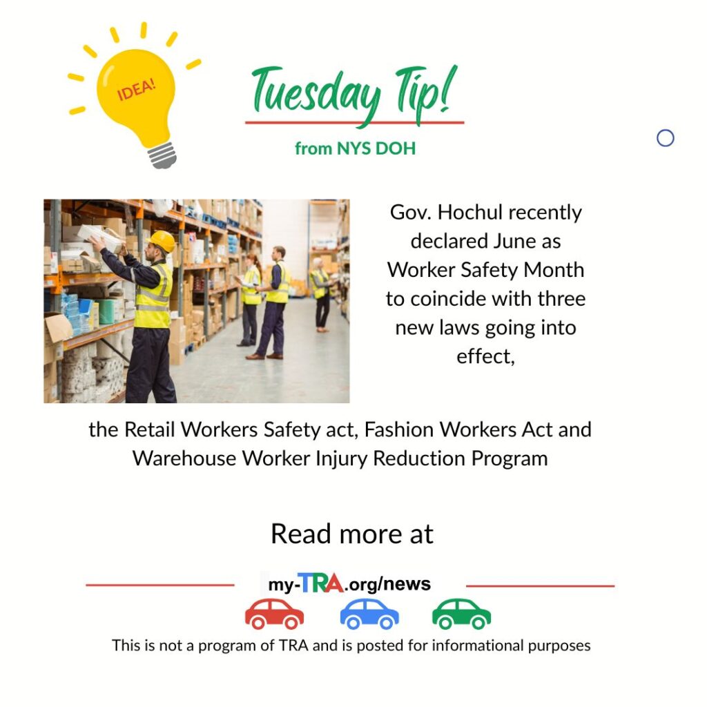 warehouse workers wear yellow safety hats and vests in photo for Worker Safety Month