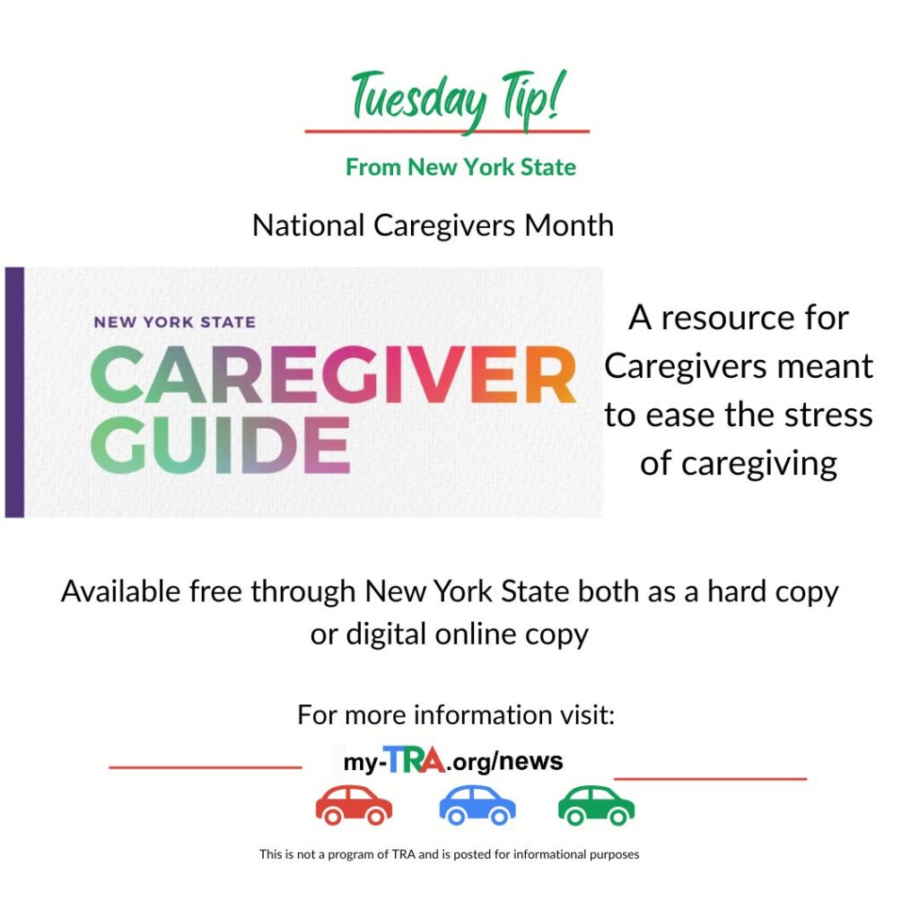 colorful letters spell out New York State Caregiver Guide