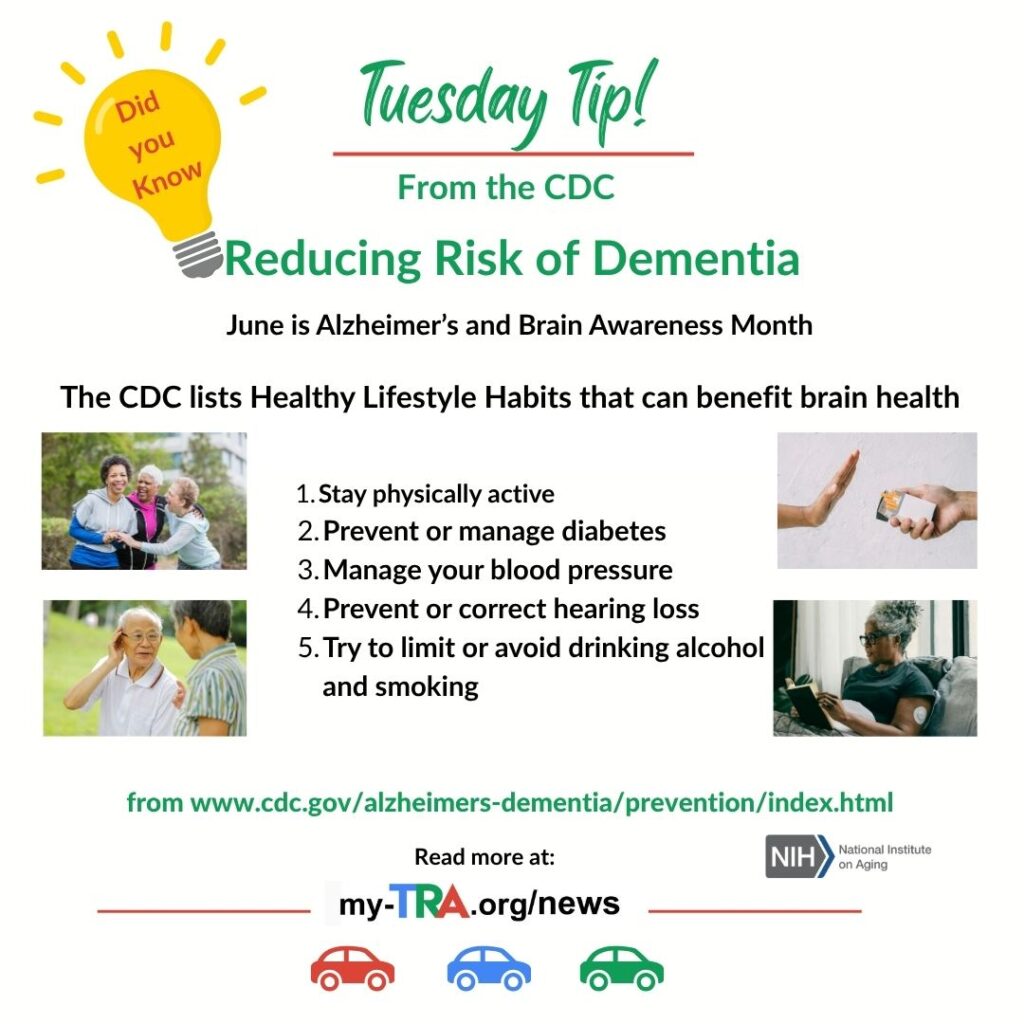 Celebrating Alzheimer's and Brain Awareness Month the CDC lists five habits that can benefit brain health