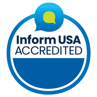 round blue Inform USA accredited logo  